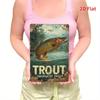 2D Flat, Fun and Inspiring Quotes, Retro Rectangular Iron Metal Wall Art- Trout Jumping Pattern, Retro Design, Country Home and
