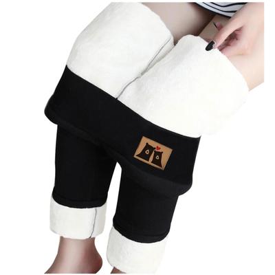 2021 Women's High-Waisted Fleece-Lined Lambswool Leggings - Autumn/Winter Thick Elastic Pants