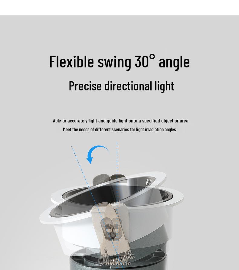 Full Spectrum Anti-Glare Recessed LED Spotlight with Narrow Edge and Deep Cup for Living Room Ceiling