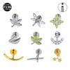 F136 Titanium Boat Anchor Pendant with Moon, Maple Leaf, Smiley Charm, and Cubic Zirconia Stud Earring Lip Ring (0.9 Gauge).