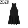 Zbzr Autumn New Women Clothes Western Style Fashion Sleeveless Pleat Neck Collar Short Dress 3067255 800