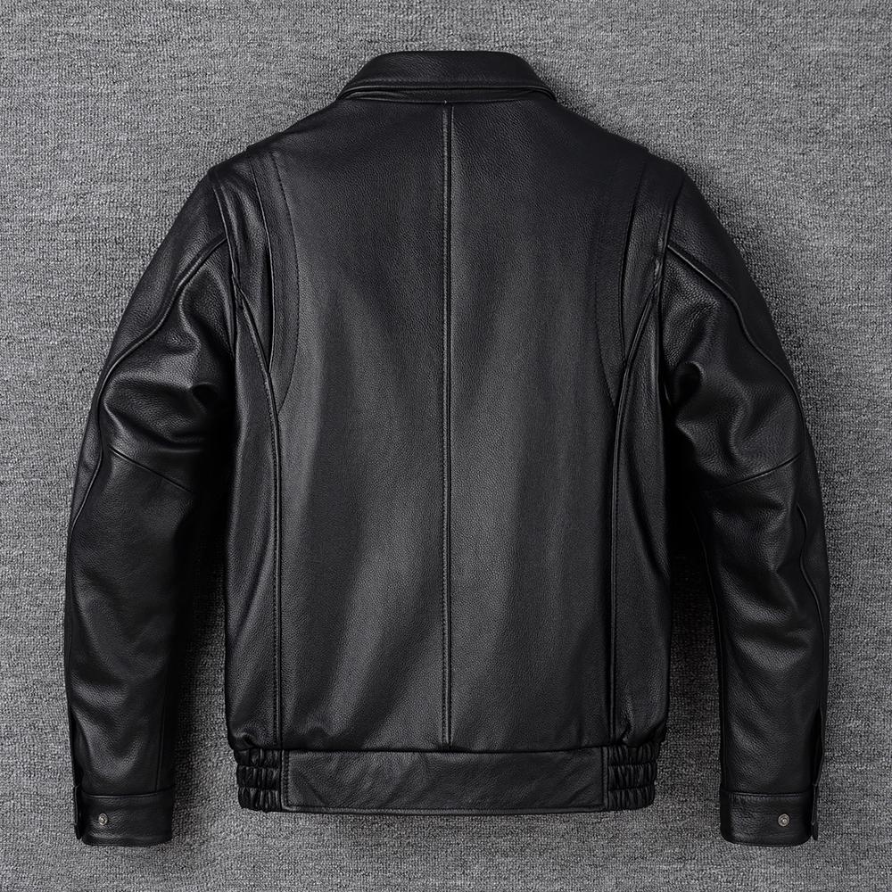 Vintage Red Brown Men Genuine Leather Jacket Real Cow Skin Coat Flight Suits Pilot Bomber Men's Jackets Spring Autumn