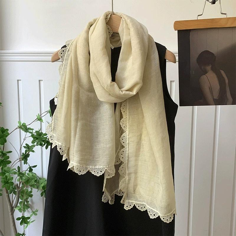 Spring and Autumn 95*185cm Ladies Scarves Lace Edged Shawl Scarf For Women