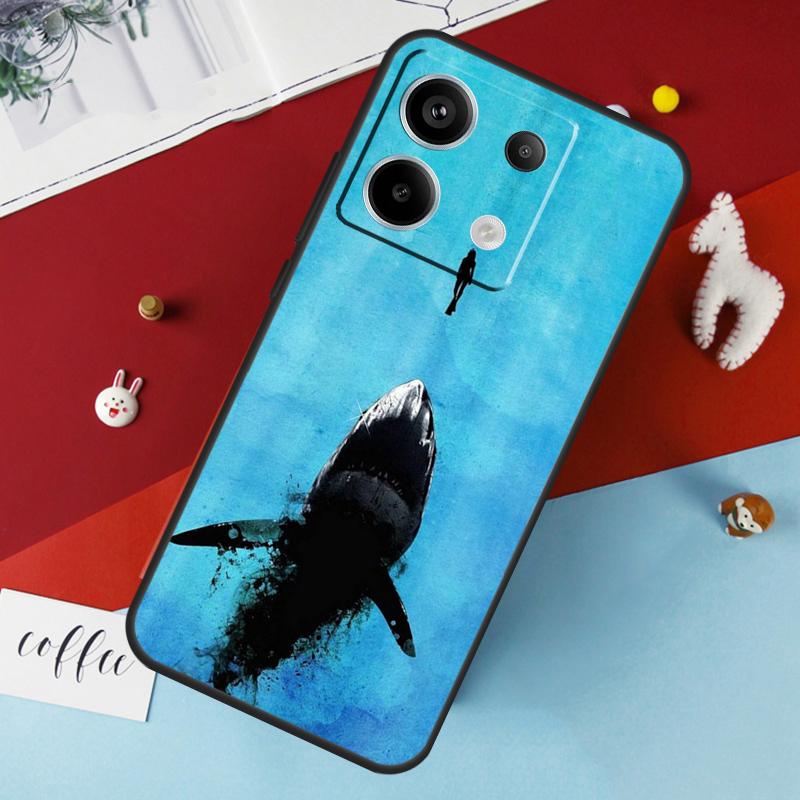 Shark Ocean Fish Case For Xiaomi Redmi Note 14 Pro 13 12 11 10 15 Pro Plus Redmi 14C 15C 10C 12C 13C 15 Cover