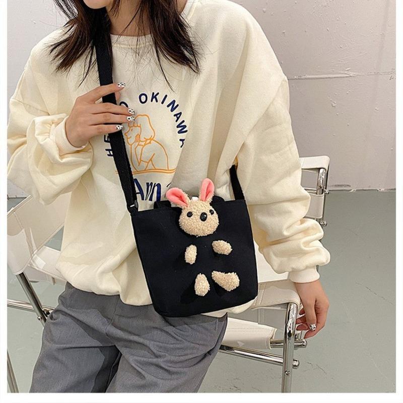 Søt Sommer Ny TikTok Viral Tegneserie Bjørn Lerretspose Jenter Skulderveske Crossbody Veske Trendy