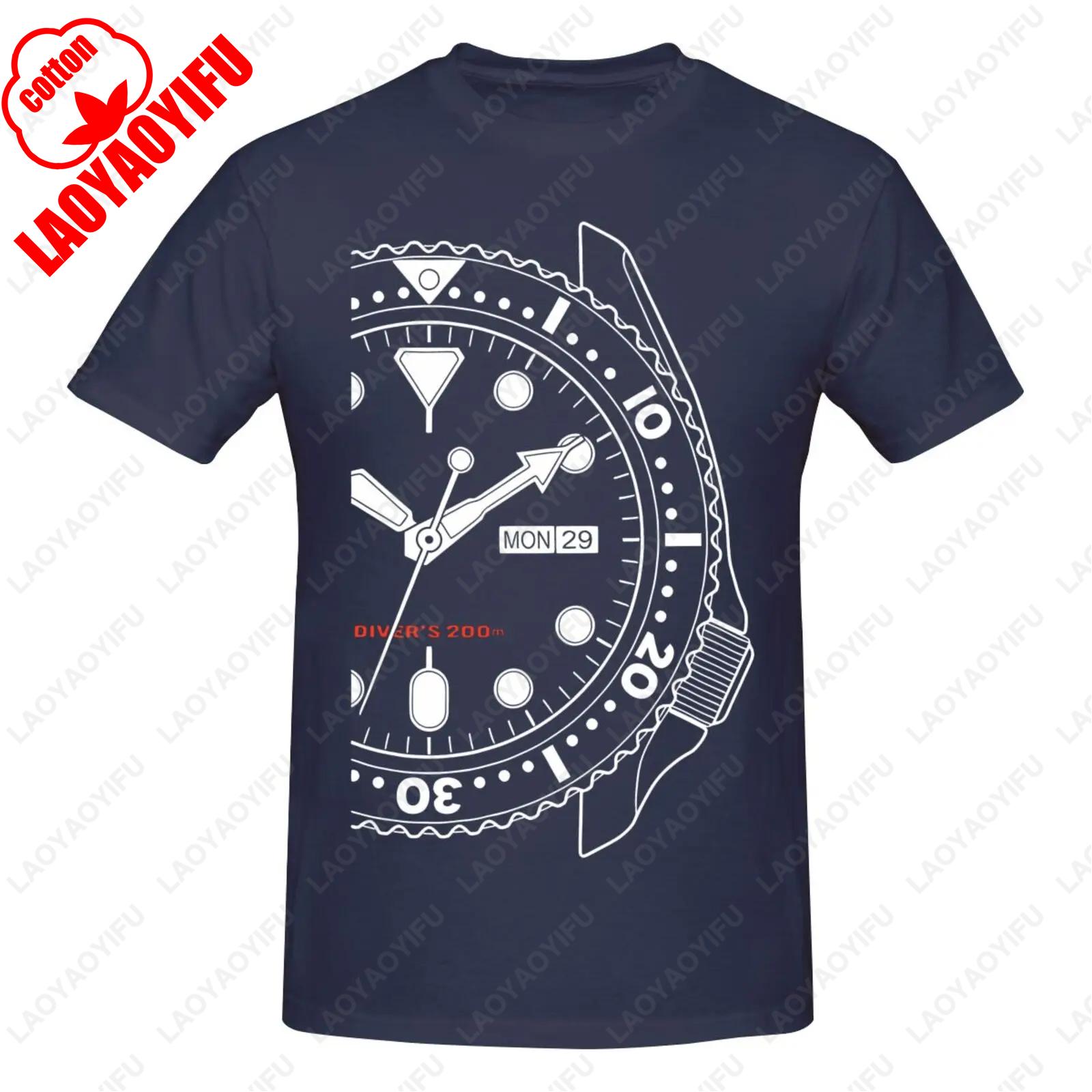 For Skx007 Watch Fans  Unisex TShirt Summer Mens TShirt Fashion Crew Neck Short Sleeve Classic Black Humor Retro Style 4XL