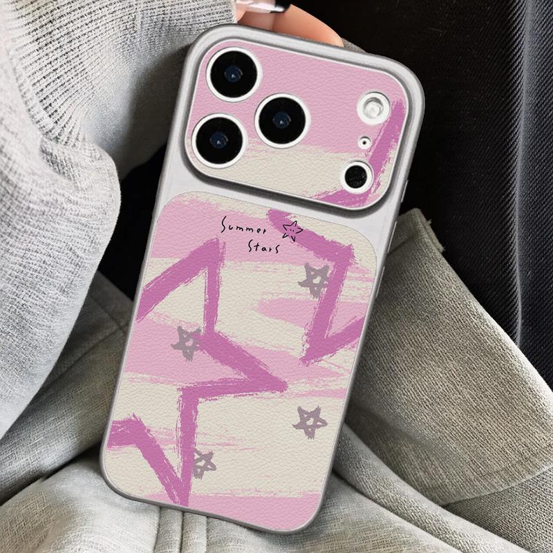 Creative Starry Stars Print Leather Lanyard Case For iPhone 18 Pro Max Hybrid TPU+PU Anti-skid Soft Cover For iPhone 17 16 15 14 13 Pro Max