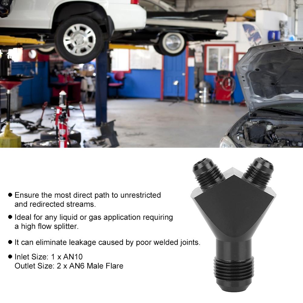 AN10 10AN to AN6 6AN Male Flare Connector Y Block Fitting Adapter Black