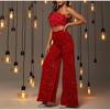Sexy Women Nightclub Elastic High Waist Casual Loose Wide Leg Glitter Sequin Bell Bottom Pants 2025 New Female Party Trousers