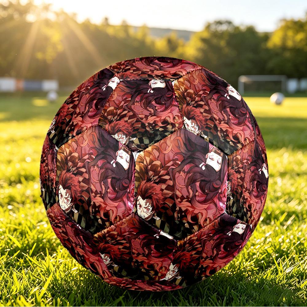 Demon Slayer Printed Size 5 Standard Football, Waterproof PU Training Soccer Ball for Outdoor Sports