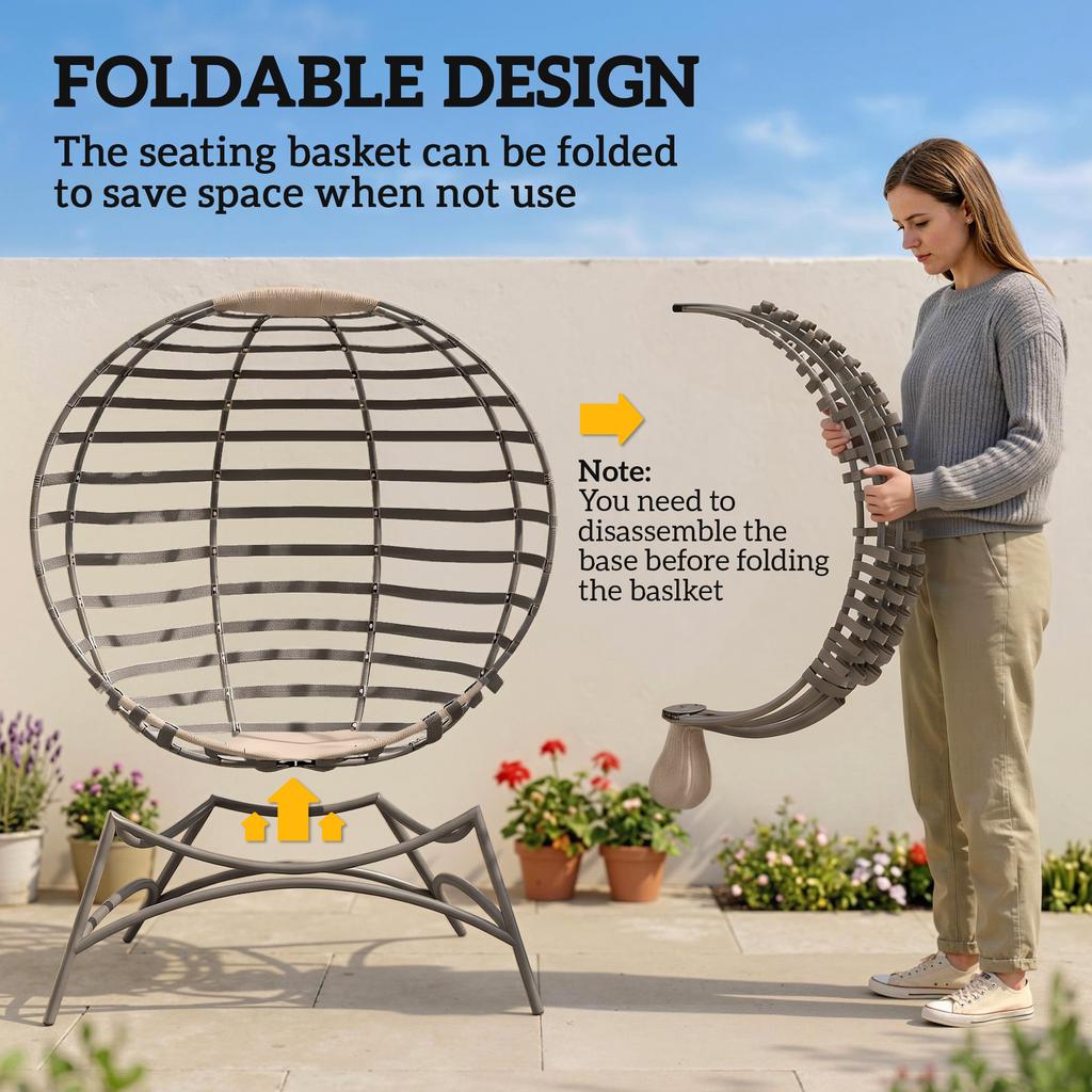 Egg Chair With Cushion And Side Pocket Sand