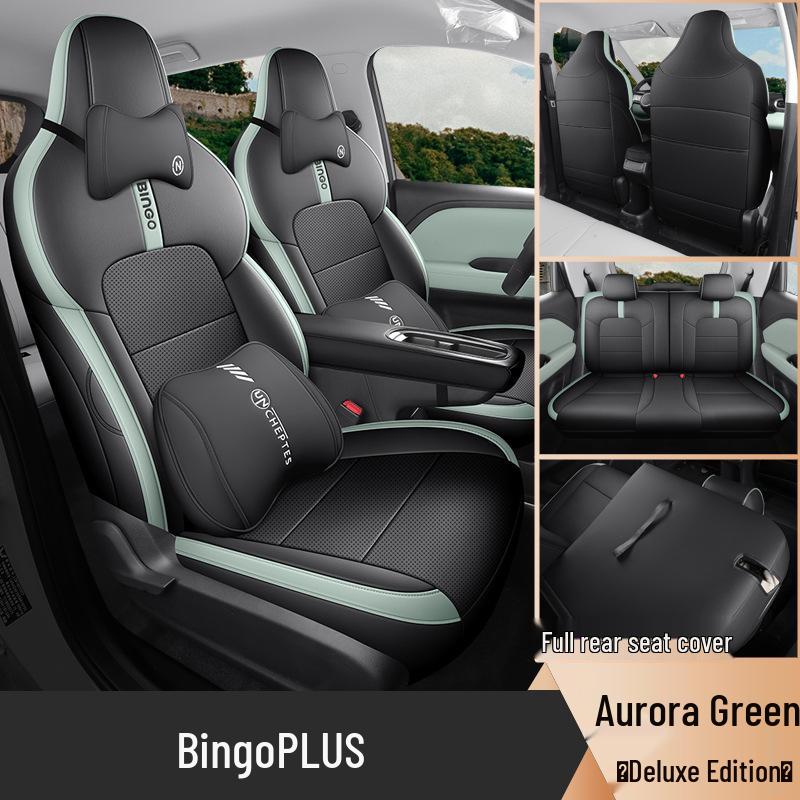 Bingo Plus Universal Full Leather Car Seat Cushion - New Model, 5-Seat, All-Season Compatibility.