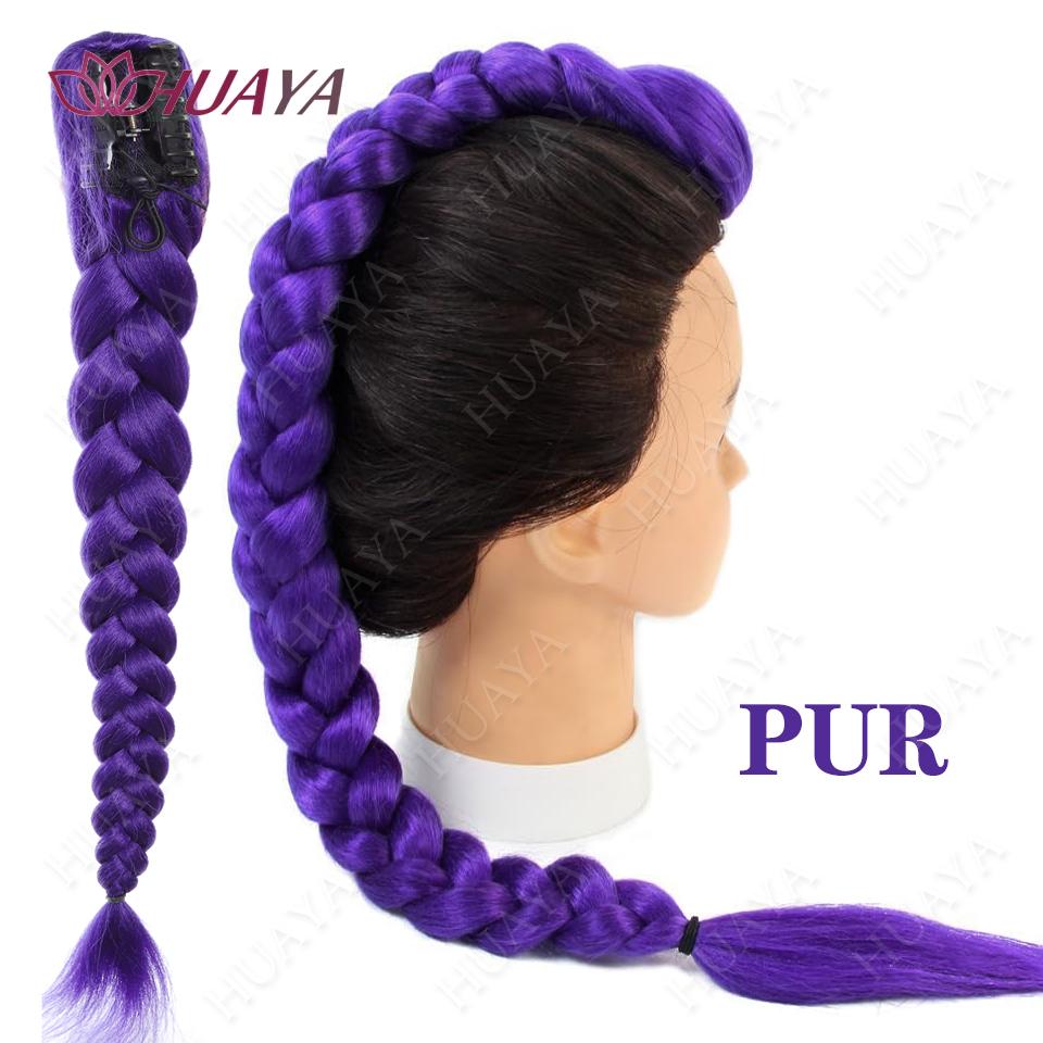 Synthetische Lange Gevlochten Paarse Haarpony Extensions Rumi Kapsel Klauwclip Haar Pruik voor Vrouwen of Kinderen Kostuum voor Kerstmis black