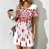 Summer Fashion Women's V Neck Short Sleeve Retro Geometric Pattern Printed Dress Sex Short Skirt Dresses