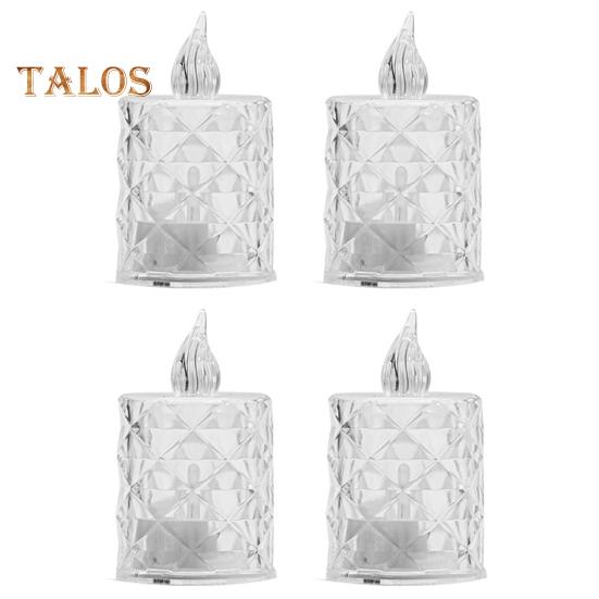 Lumânări de cristal fără flacără, 4 buc. Lumânări cu LED Lumânări intermitente, care funcționează cu baterii, Lumânări false pentru nunți, decorațiuni interioare