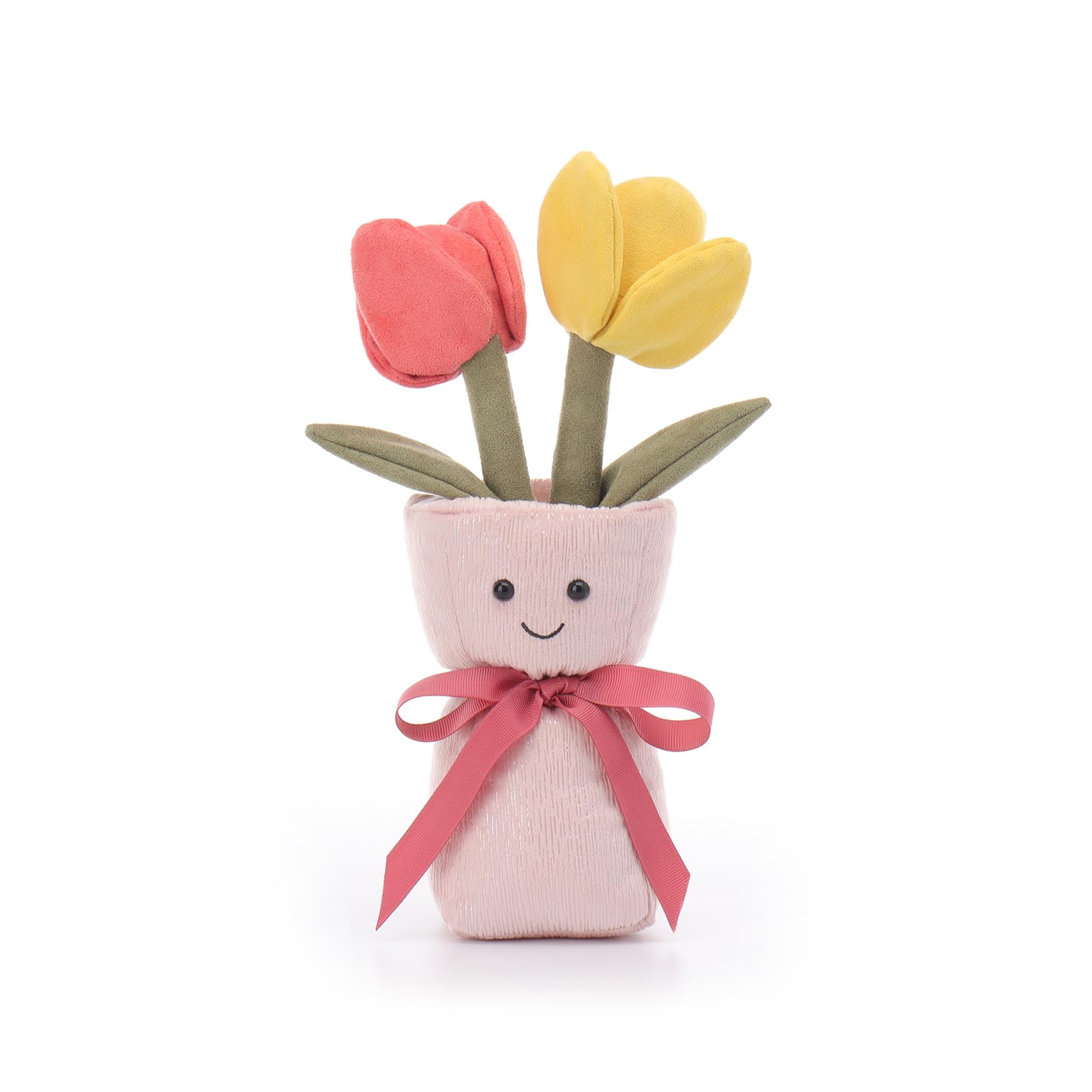 Apricot Lamb Romantic Tulip Vase Plush Toy, Soft and Cute, Fluffy Romantic Tulip Vase 28cm, Suitable for Boys and Girls