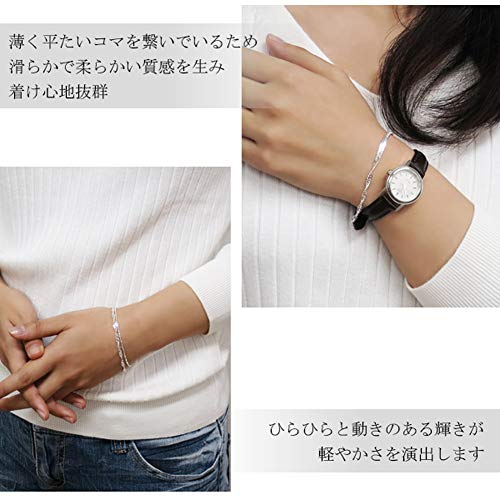 [Shinjuku Gin no Kura] 3.1mm Wide Screw Chain Silver 925 Bracelet, Approx. 17cm Long, Women's Simple Double Curb Chain