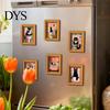 Small Picture Frames for Fridge Funny Wooden Magnets Frame, Retro Cute Cat Pattern Magnetic Refrigerator Photo Metal Cabinets Locker Magnet