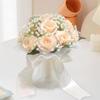 Elegant Bridal Bouquet with White Roses and Baby s Breath adorned with Pearls - Artificial Handheld Wedding Floral Arrangement
