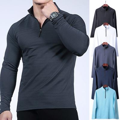 Fitness Trainer Spor Üstleri Erkek Hızlı Kuruyan Sweatshirt Açık Hava Yürüyüş ve Trekking Tişörtü Koşu Antrenman Yarım Fermuarlı Giysiler