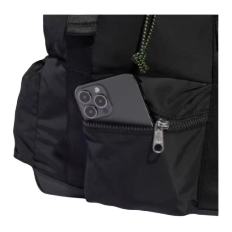 adidas Solid Color Minimalist Logo Snap Closure Recycled Polyester Backpack Unisex Backpack Black KB2621