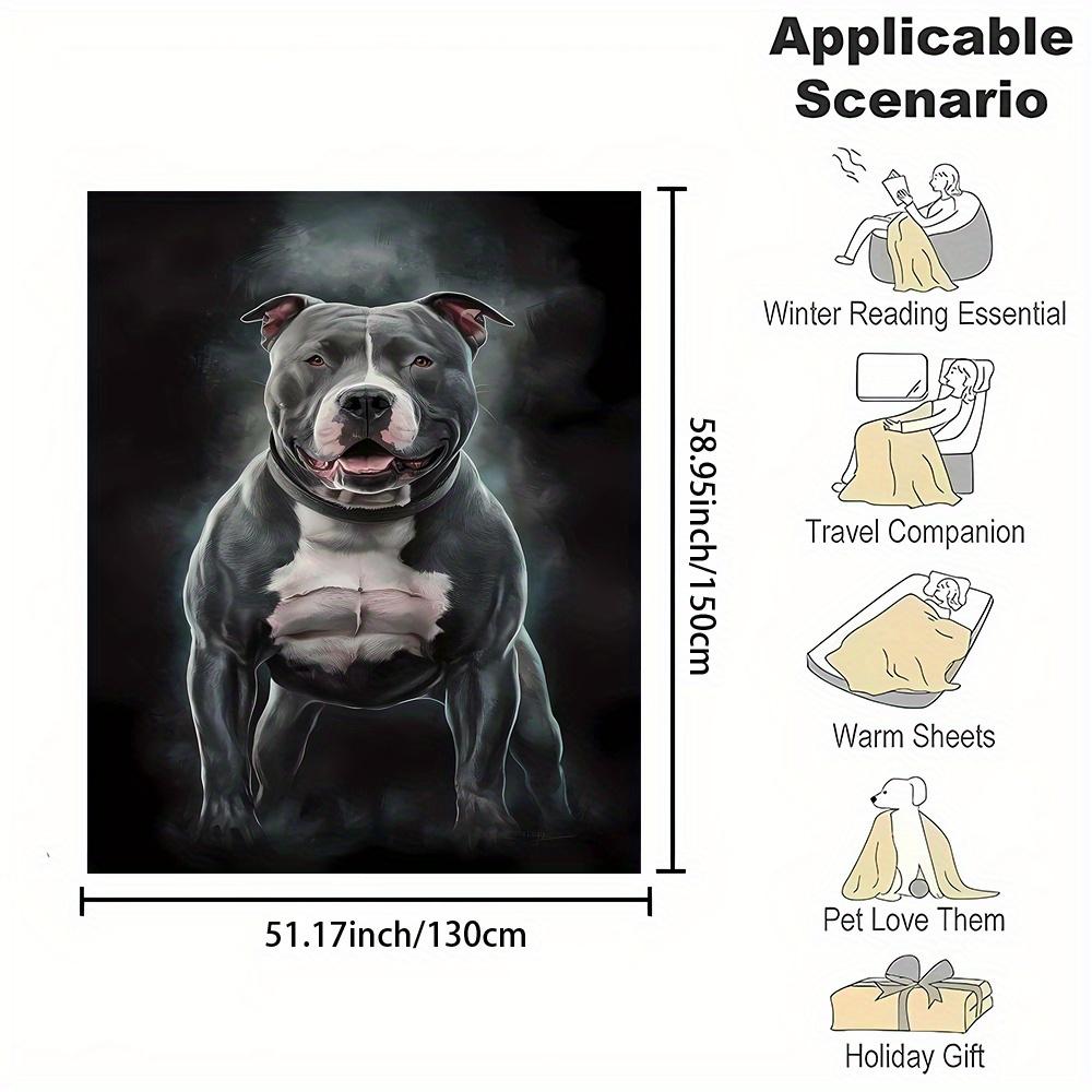 Pitbull Fleece Blanket Muscular Dog Design Soft Cozy Throw Home Decor for Living Room or Bedroom Gift for Dog Lovers60x80