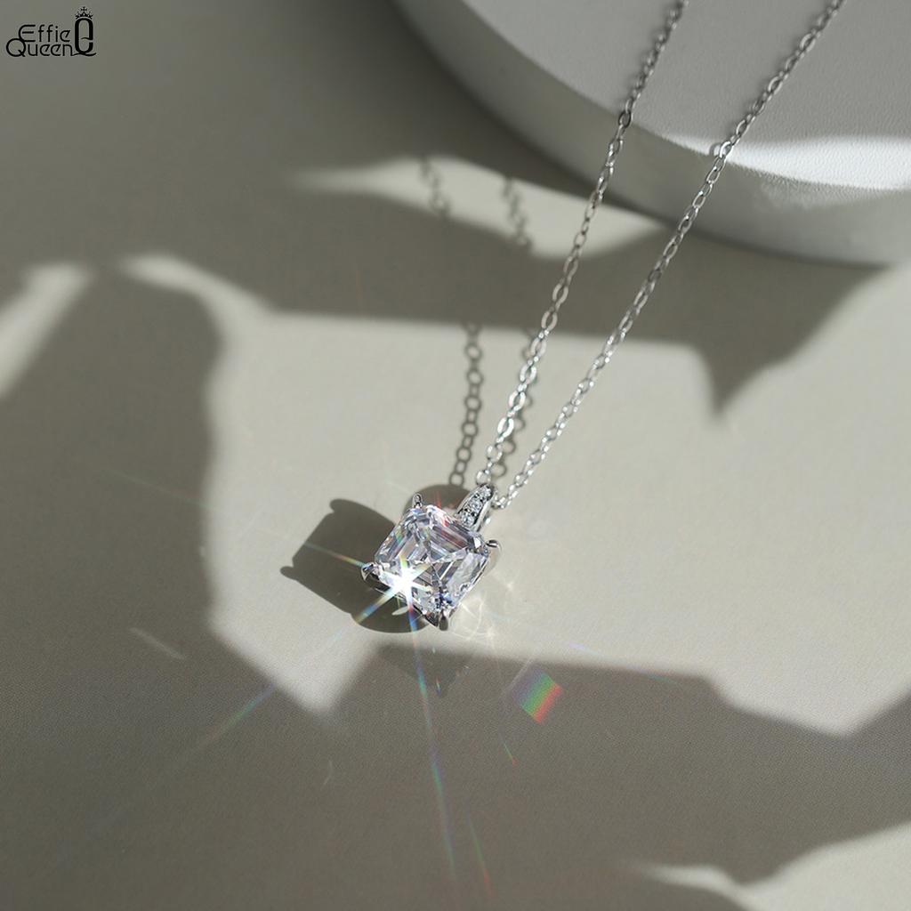 EFFIE QUEEN 1ct /2ct /3ct /4ct Moissanite 100% 925 Silver Pendant Necklace for Women, Men Wedding Party Wearing 2025 Trend MON06