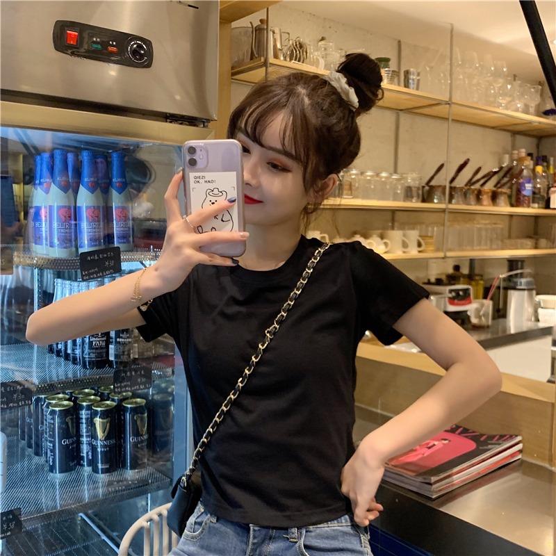 Short Short-sleeved T-shirt for Women In Summer Korean New Slim Straps and Careful Machine Clothes Tops for Women