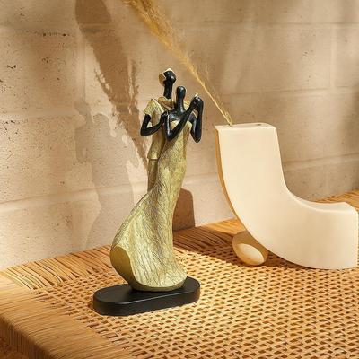 Lavish Golden Black Resin Couple with Bird for Home Decor (Pack of 1, Golden & Black)