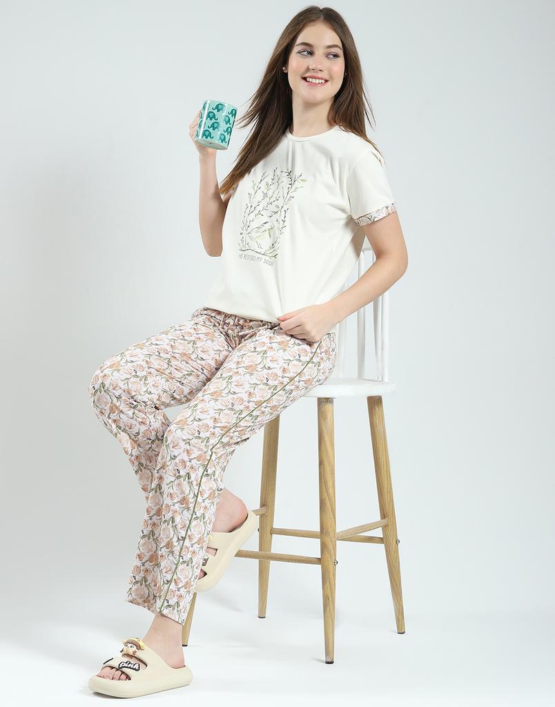 MONTE CARLO Womens Printed Lower , T-Shirt And Short Set