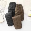 Vintage Quilted Pants Women Winter Warm Trouser Cotton-padded Pants Casual Design Pockets Elastic Waist Korean Chic Black Pants