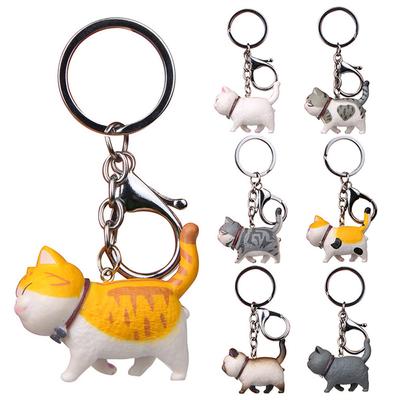 Cartoon Kittens Keychain Animal Cure Creative Cat Pendant Women's Car Keyring Purse Bag Accessory Gift