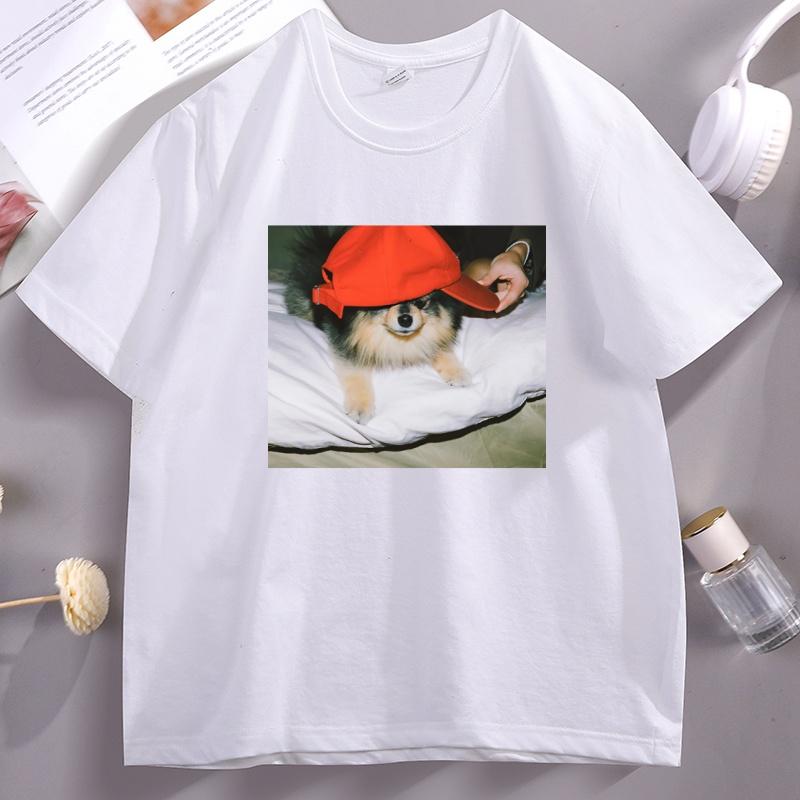Funny Dog Kpop Tee Casual Korean Fashion Cotton Dog Tshirt WoUnisex Unisex Clothing Short Sleeve Cotton Fashion Tshirt Graphic Tee