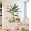 Tropical Tiger & Banana Leaf Bird Wall Sticker for Living, Dining, or Study Rooms - Self-Adhesive Decor