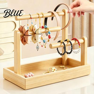 Hair Band Organizer Wooden Headband Holder Stand Accessories Tray for Hairbands Scrunchies Ties Bows & Clips Jewelry Display Rack Women