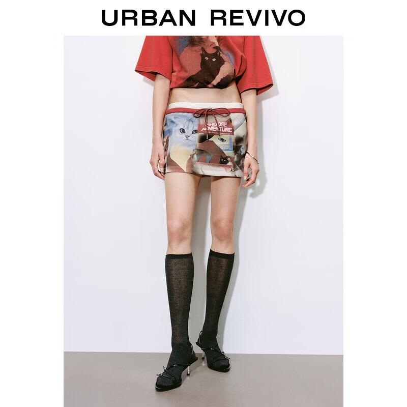 UR 2025 Women s Cat Print Tie-Waist Skirt S
