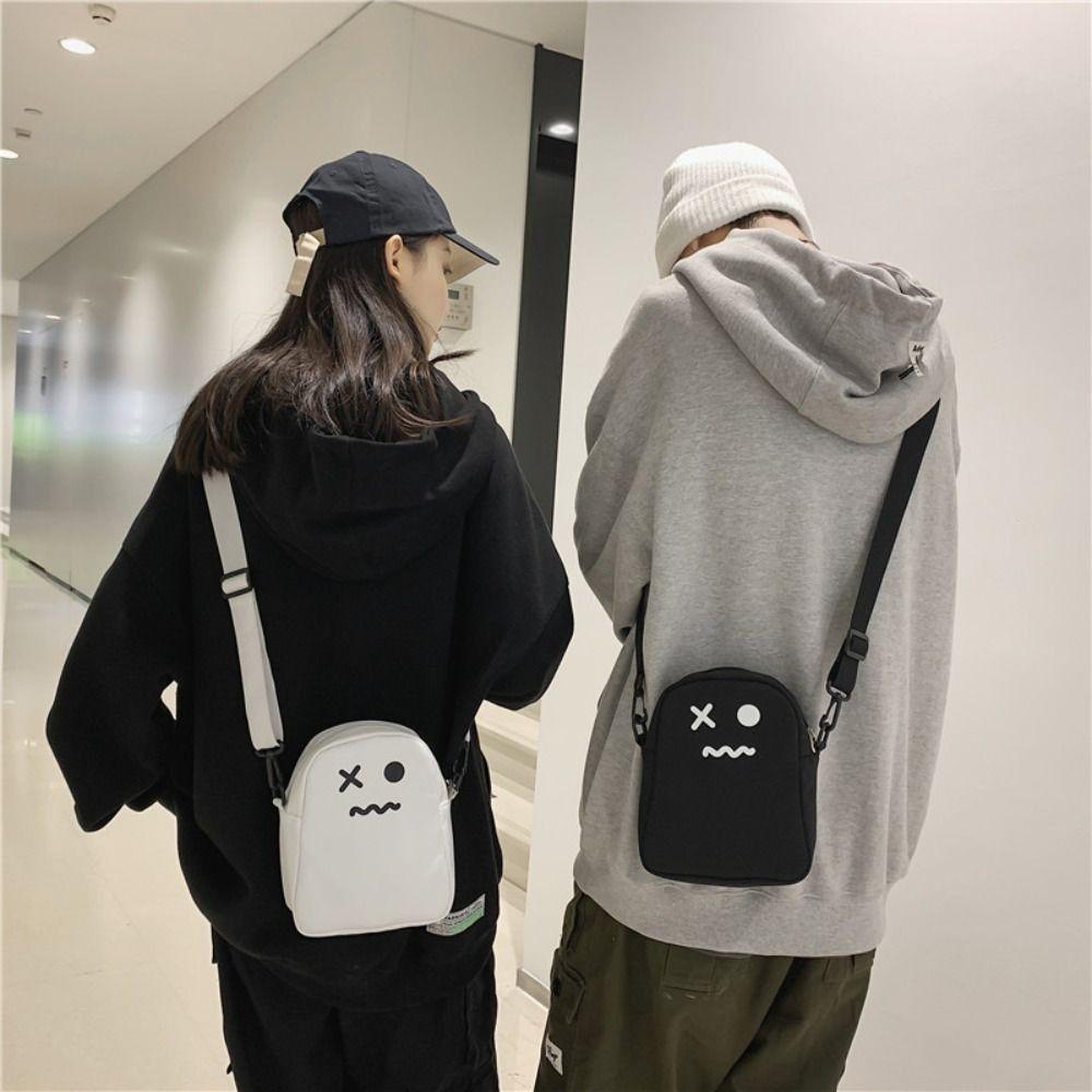 Cute Oxford Cloth Messenger Bag Mini Size Zipper Closure Crossbody Bag Cartoon Print Storage Bag Women