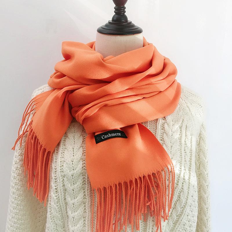 Solid Color Scarf for Women in Winter Korean Style Versatile Student Autumn and Winter Thickened Long Imitation Cashmere Red Men's Scarf Trendy