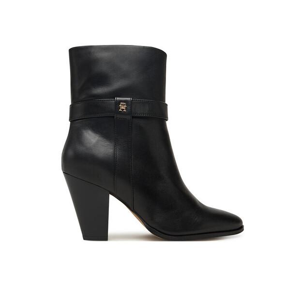 Ankle Boots Tommy Hilfiger Th T-Strap Leather Pointy Bootie FW0FW08984 Black