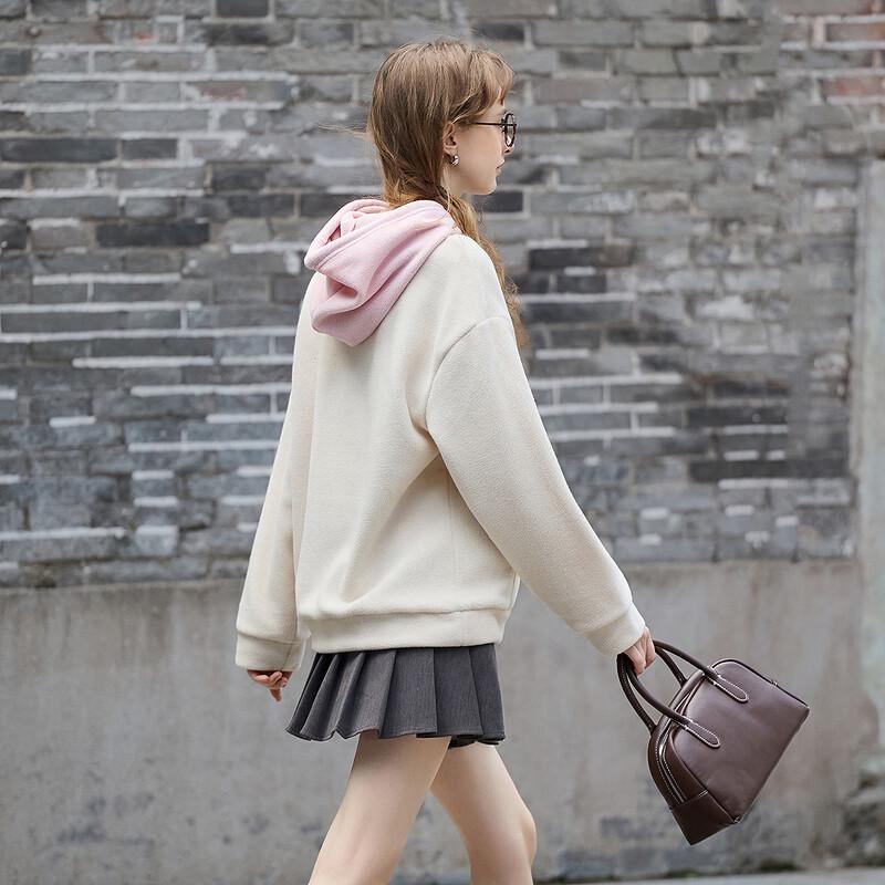 TonLion Women's Color-block Hooded Letter Sweatshirt