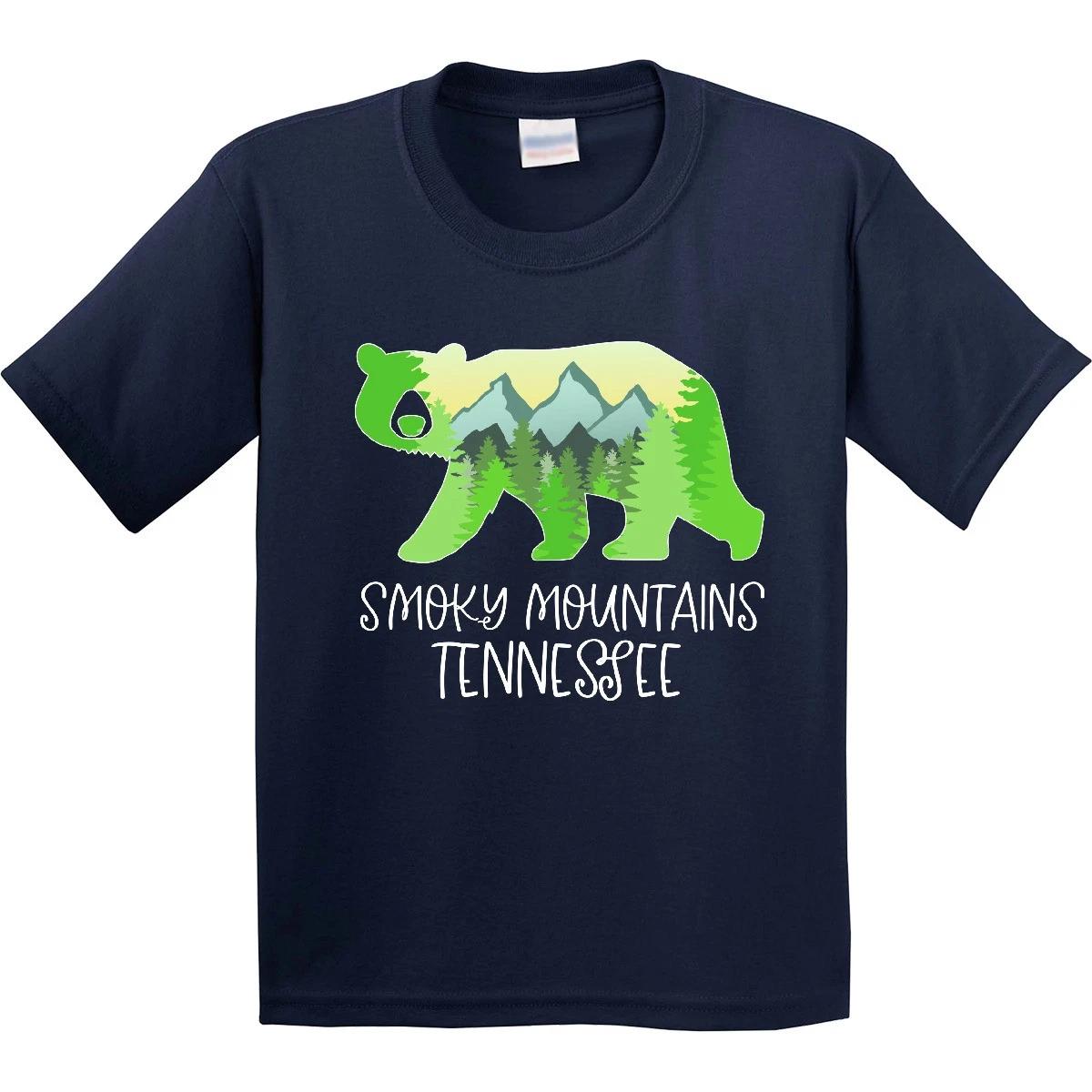 Inktastic Smoky Mountains, Tennessee- Mountains And Bear Shape Youth T-Shirt Tee 100