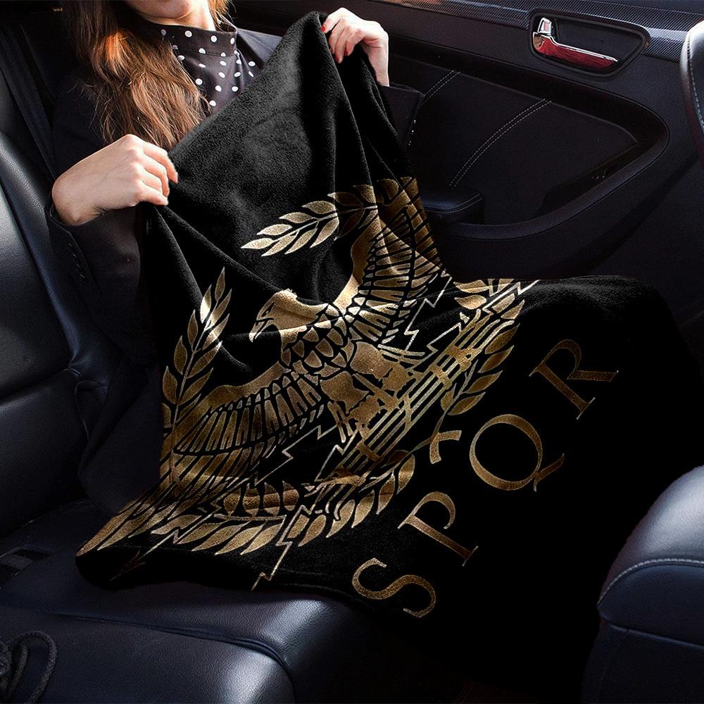 1pc Eagle SPQR Throw Blanket Soft Flannel, Cozy All Season Polyester Perfect for Home, Office