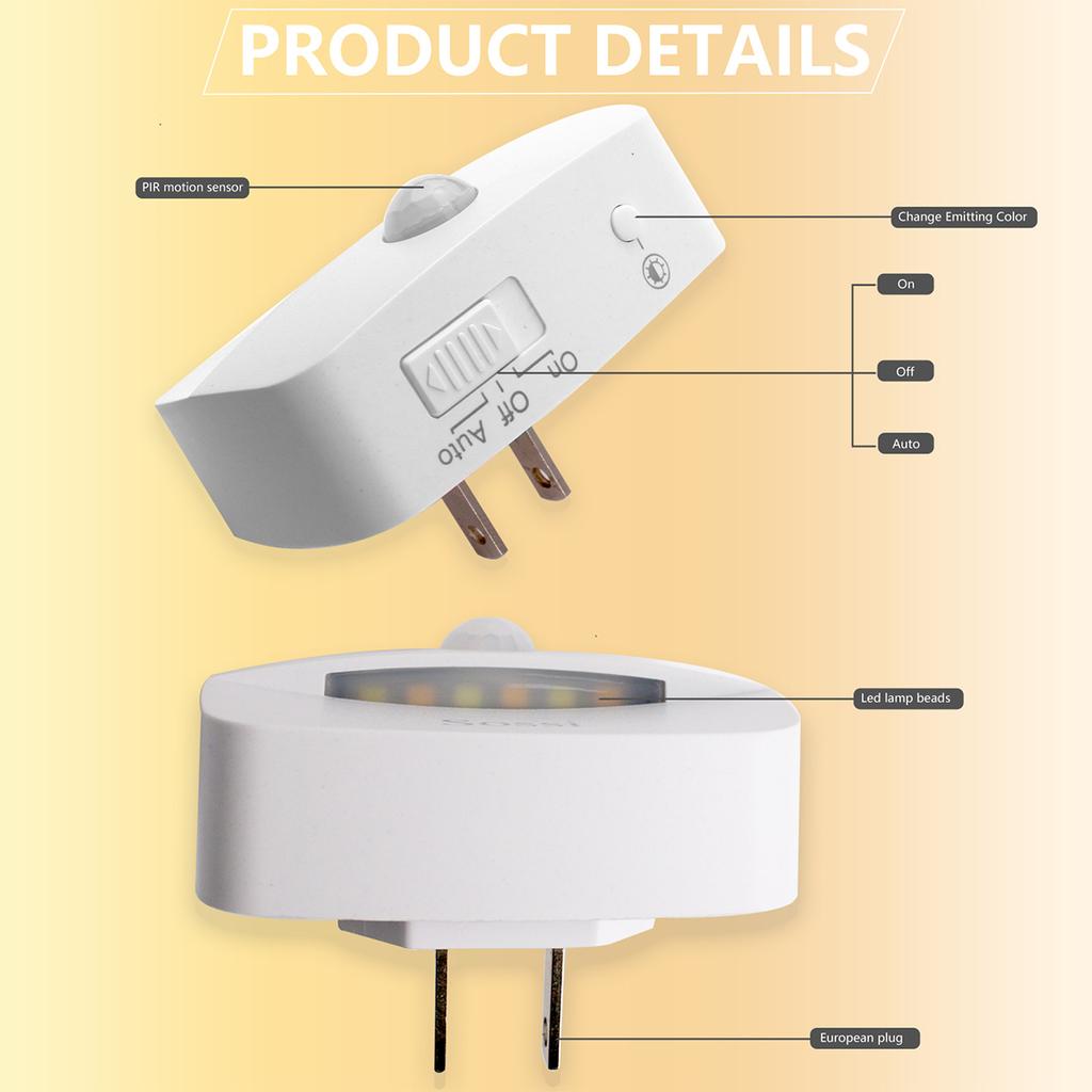 Portable Led Night Light Motion Sensor Lamp Mini Lighting Automatic Sleep Nightlight At-night Eu-plug Warmer For-bedroom Lights