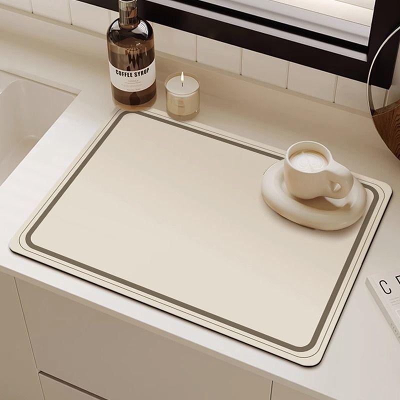 Wabi-Sabi Style Diatom Mud Quick Dry Kitchen Mat: Water Absorbent, Easy to Clean, Heat Resistant Countertop and Desktop Draining Pad. 20x30cm