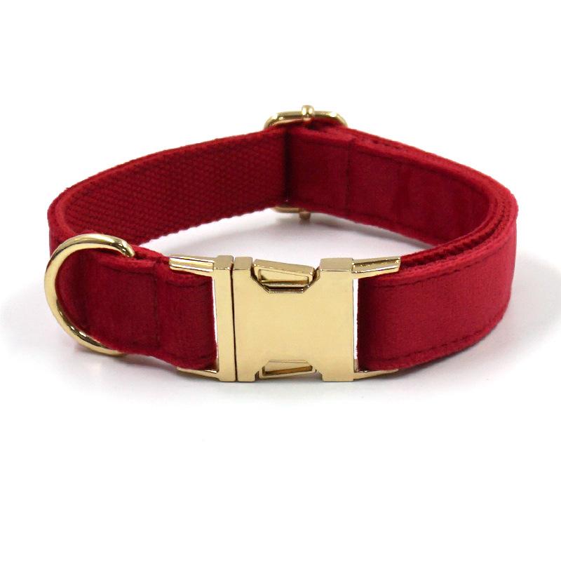 Mihala Boss Red Velvet Gold Buckle Pet Collar L