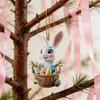 Easter Bunny Ornament 2D Flat Acrylic Bunny Car Rearview Mirror Charm Cartoon Bunny Egg Hanging Pendant for Home Car Window Backpack Holiday Decor
