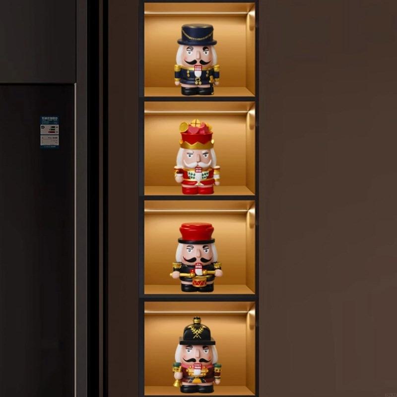 62KD Decorative Nutcrackers Figure Coin Banks Resins Christmas Figurine for Saving and Seasonal Cheer