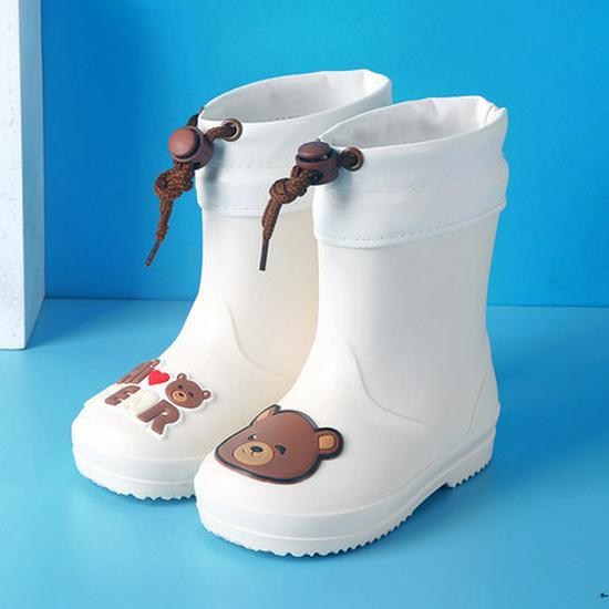 Kids' Non-slip Waterproof Cartoon Rain Boots with Drawstring