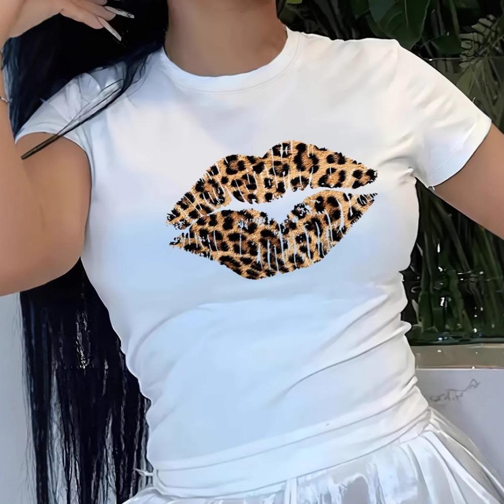 

Летняя женская футболка с коротким рукавом, с принтом, модная повседневная, с круглым вырезом, удобная женская футболка с коротким рукавом XXXXXL белый