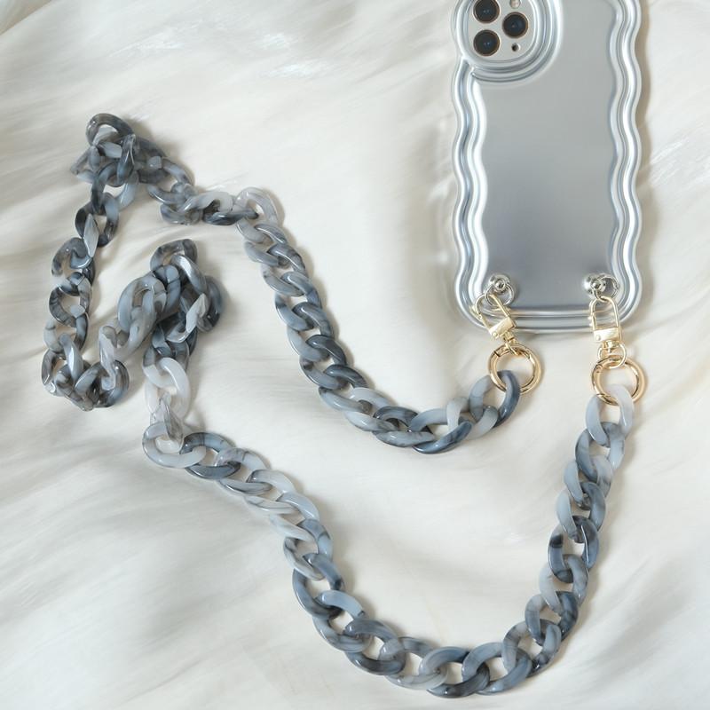 New Phone Accessory Detachable Parts Chain White Crossbody Resin Luxury Strap Amber Phone Case Chains Acrylic Shoulder Hanging Chain